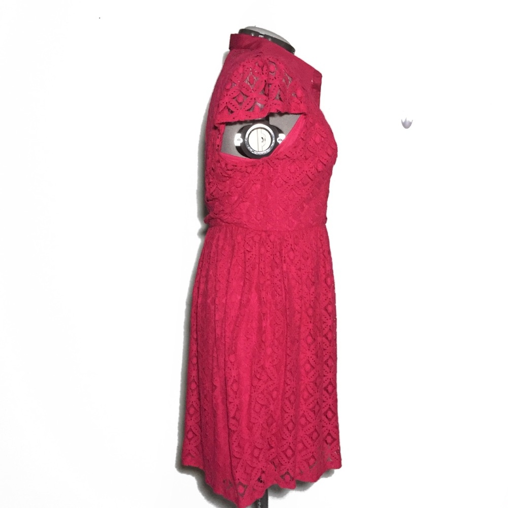 Maurices Pink Lace Cap Sleeve Shirt Dress Jr 13/14 - Picture 4 of 7